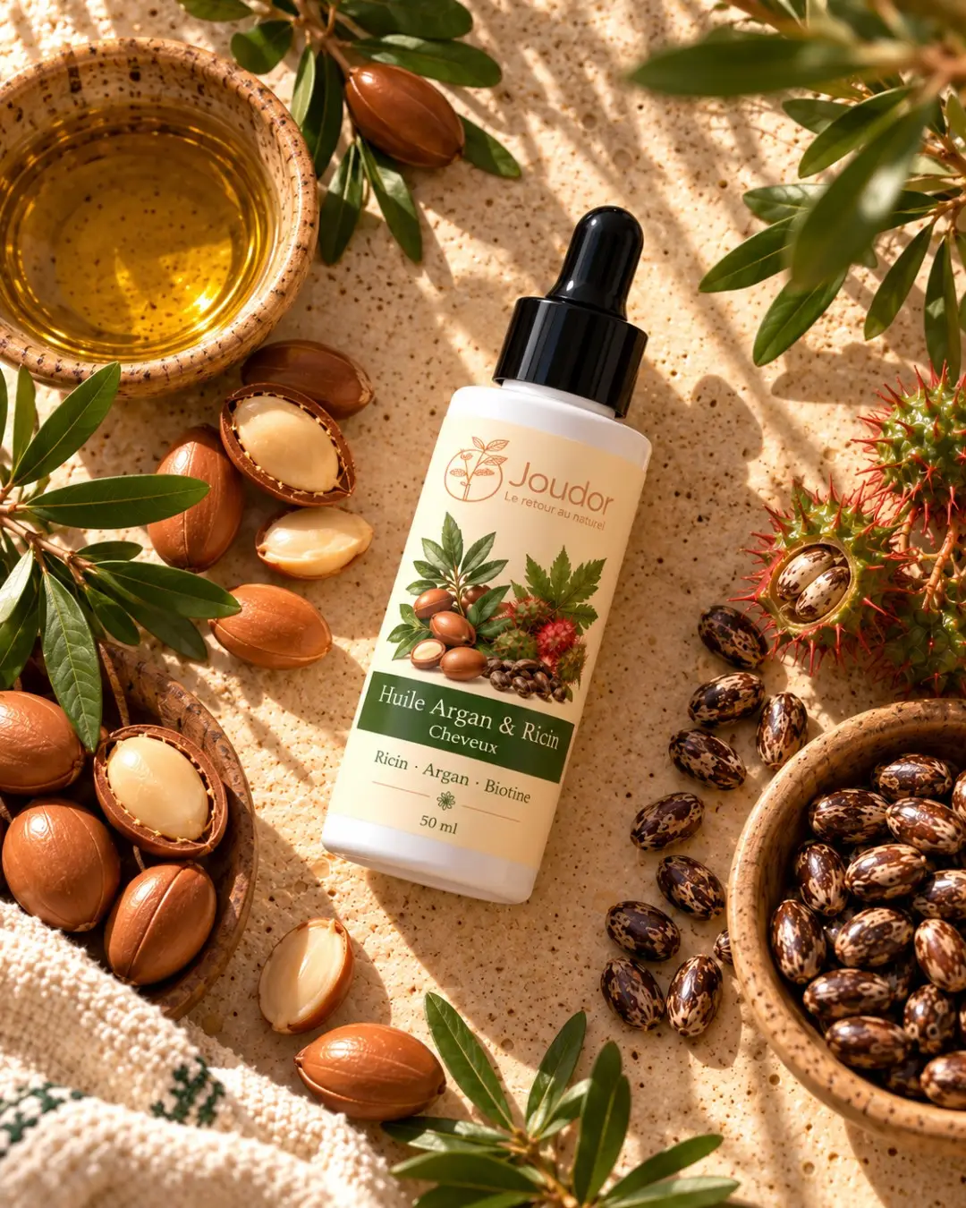 Huile argan & ricin JOUDOR 50 ml : ingrédients