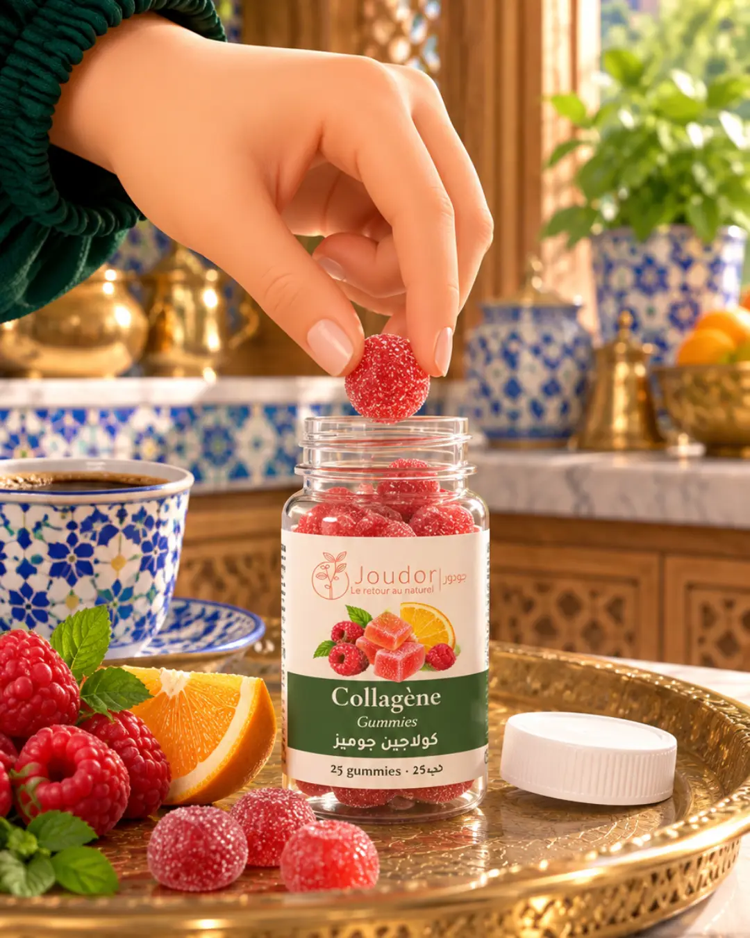 Collagène Gummies JOUDOR 25 gummies : flacon en main